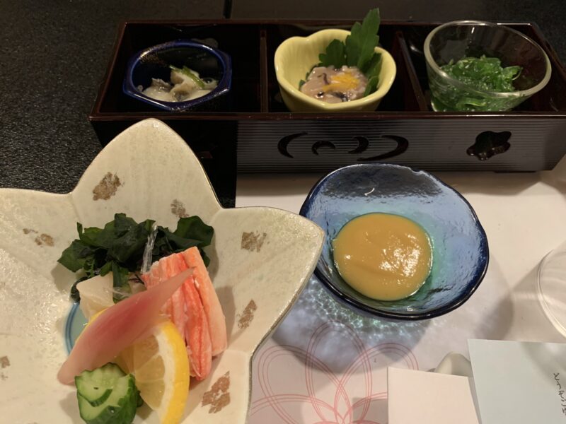 前菜：能登の珍味など
酢の物：本日の酢の物