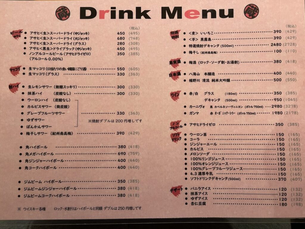 焼肉問屋 牛蔵 メニュー