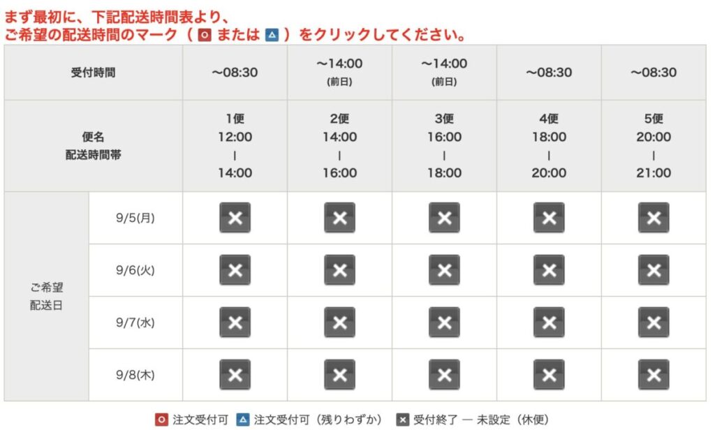 タイヨーネットスーパー注文画面