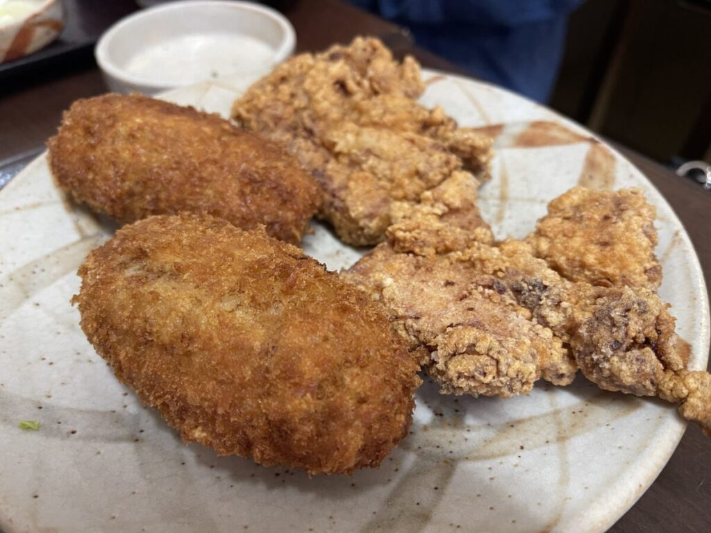 単品からあげ250円と単品メンチかつ350円